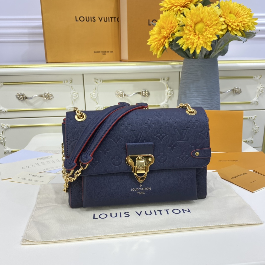 Louis Vuitton VAVIN PM Handbag Monogram Empreinte M52271 Navy/Red